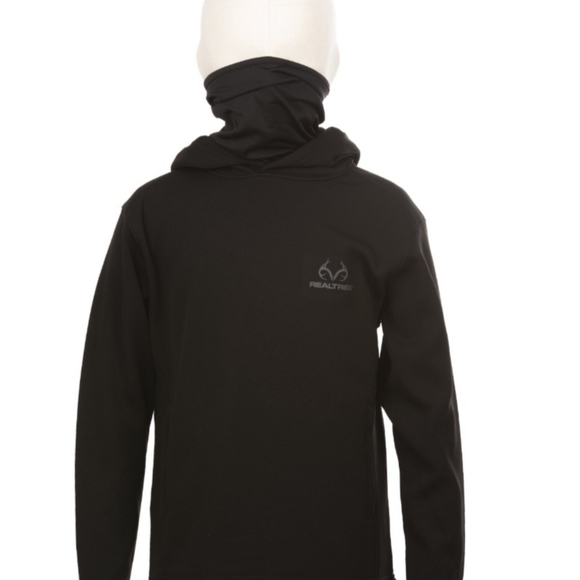 Realtree Black Youth Performance Pullover Hoodie with Neck Gaiter Youth Small - Picture 2 of 3